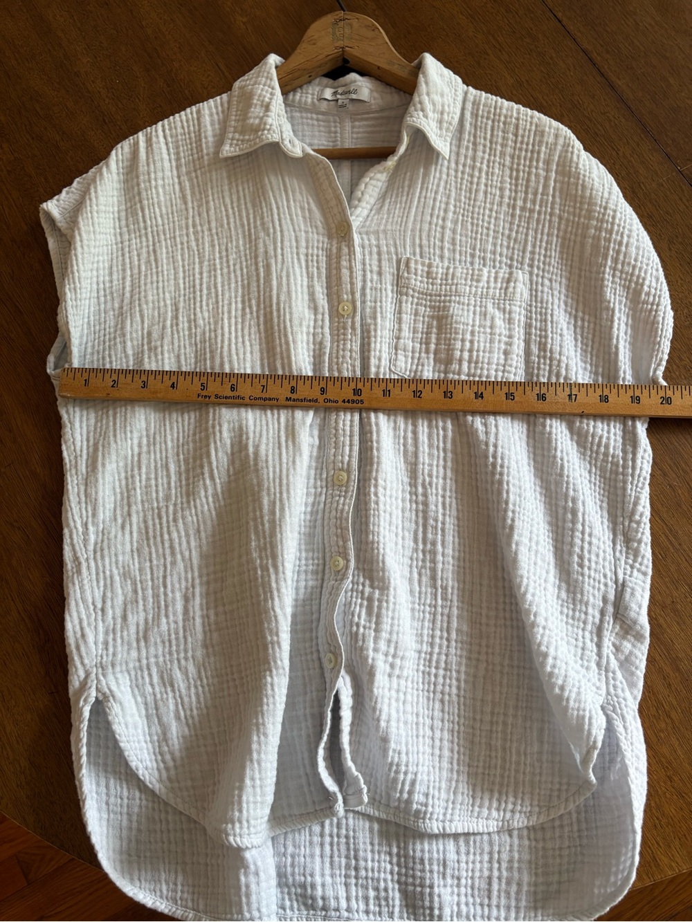 Madewell White Gauze Button-Down Cap Sleeve Shirt - Picture 4 of 5